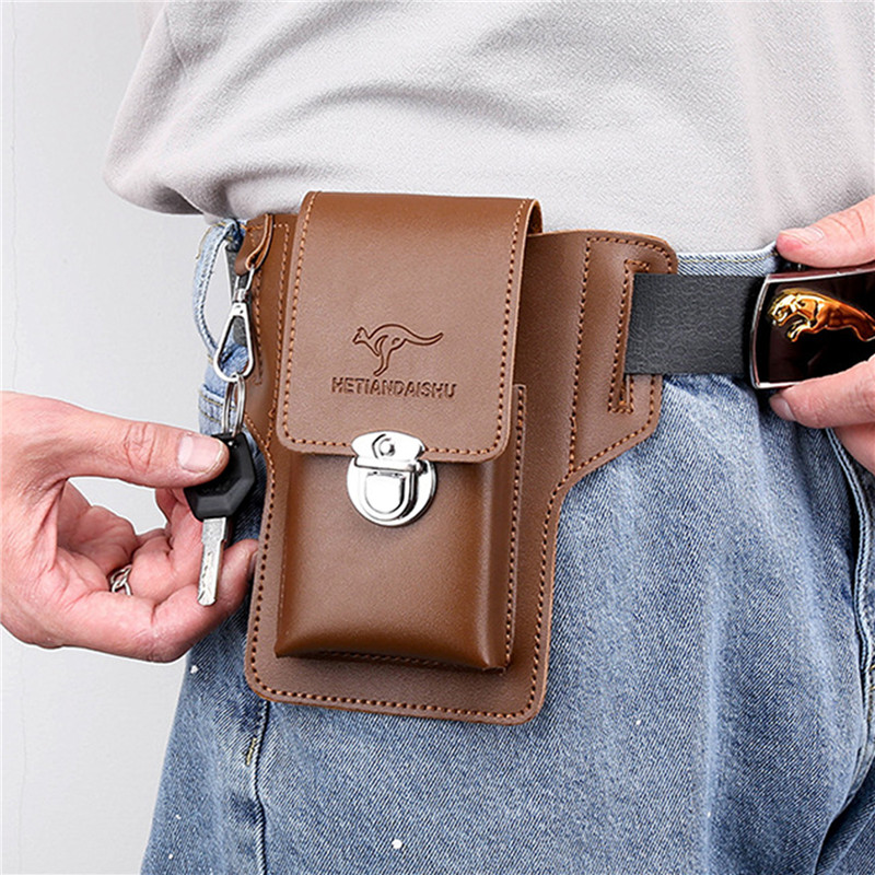 Leather Wallet Men - Borsa da cintura per telefono per