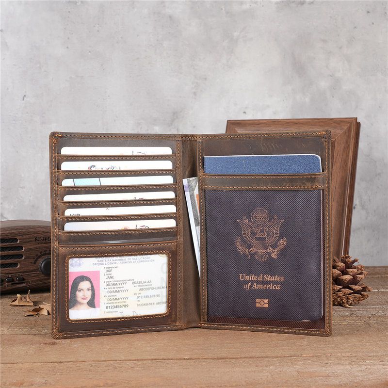 Leather Wallet Men - Nuovo portadocumenti da viaggio multifunzionale in