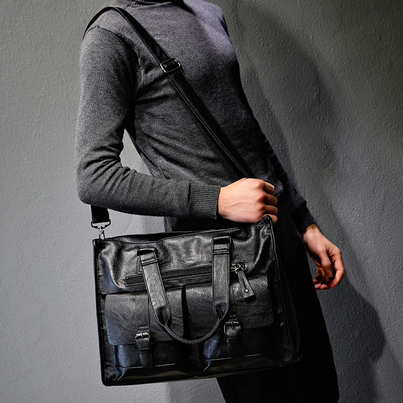 Leather Briefcase - Borsa a Tracolla in Pelle PU