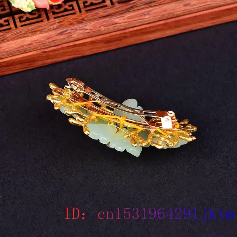 Green Jade Flower Barrette Des - Gold Plated Jewelry recensione e prezzo
